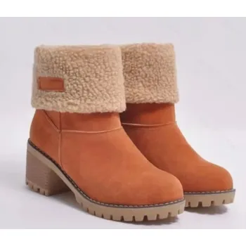 Dámská zimní obuv Dámské zateplené semišové sněhule Barva: Oranžová, Velikost: 41