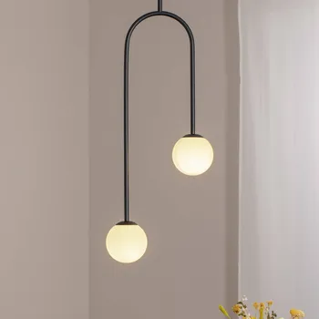 ALDEX Závěsné světlo Nave, černé, kov, sklo, 2 žárovky - Ø stínidla na lampu 14 cm černá, bílá 2 x 10 W LED - Doprava zdarma