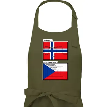 Kuchyňská zástěra Norská a česká vlajka - Pánská zástěra na vaření - Univerzální velikost ( Khaki )
