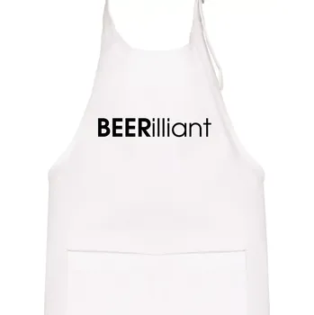 Kuchyňská zástěra Pivní nápisy BEERrilliant - Dětská zástěra na vaření - Univerzální velikost ( Bílá )