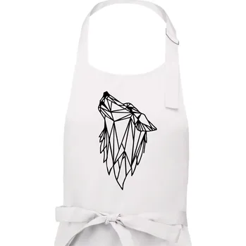 Kuchyňská zástěra Geometrie - vlk - vyjící - Dámská zástěra na vaření - Univerzální velikost ( Bílá )