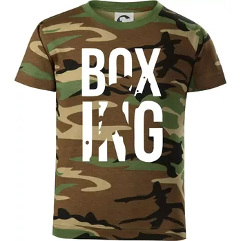 Chlapecké tričko Nápis Boxing - Dětské maskáčové triko - 104-110cm / 3-4 roky ( Hnědý maskáč )
