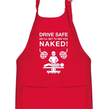 Kuchyňská zástěra Jezdi bezpečně nebo tě uvidím nahého (Hana-creative) - Dětská zástěra na vaření - Univerzální velikost ( Červená )