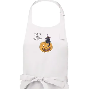 Kuchyňská zástěra Dýně a kočka - Dámská zástěra na vaření - Univerzální velikost ( Bílá )