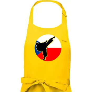 Kuchyňská zástěra Karate CZ vlajka - Dámská zástěra na vaření - Univerzální velikost ( Žlutá )