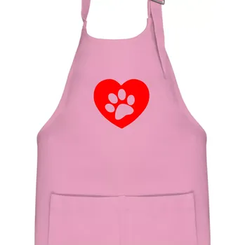 Kuchyňská zástěra Tlapka v srdci - Dětská zástěra na vaření - Univerzální velikost ( Růžová )