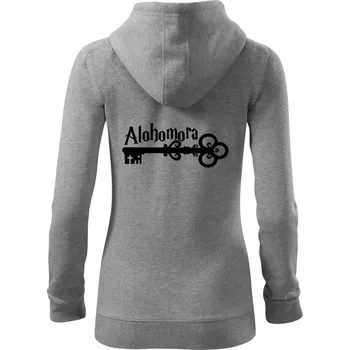 Dámská mikina Harry - Alohomora - Dámská mikina trendy zipper s kapucí - XS ( Tmavě šedý melír )