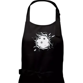 Kuchyňská zástěra Florbal míč v triku - Pánská zástěra na vaření - Univerzální velikost ( Černá )