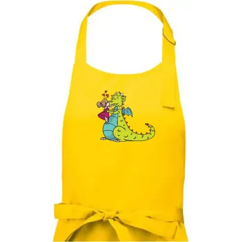 Kuchyňská zástěra Princezna a drak - Dámská zástěra na vaření - Univerzální velikost ( Žlutá )