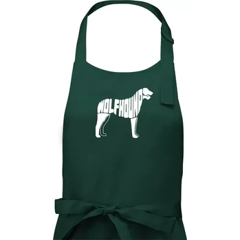 Kuchyňská zástěra Vlkodav nápis v těle - Dámská zástěra na vaření - Univerzální velikost ( Lahvově zelená )