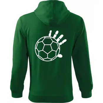Pánská mikina Házená míč ruka - Mikina s kapucí na zip trendy zipper - 2XL ( Lahvově zelená )