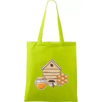 Včelí úly - Taška bavlněná - 42 x 38 cm ( Limetková )