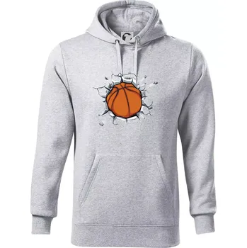 Pánská mikina Basketbal míč v triku - Mikina pánská Cape s kapucí - S ( Světlešedý Melír )