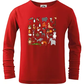 Chlapecké tričko Zvířátka na triku - Triko dětské Long Sleeve - 122 cm/6 let ( Červená )