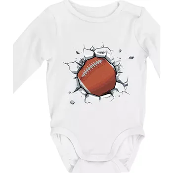 Americký fotbal míč v triku - Body kojenecké s dlouhým rukávem - Dlouhý r. 6-12 měs ( Bílá )