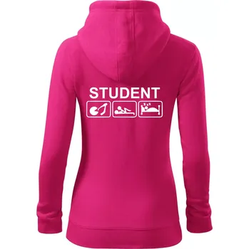 Dámská mikina Pít užívat spát - student - Dámská mikina trendy zipper s kapucí - L ( Purpurová )