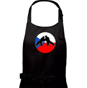 Kuchyňská zástěra Judo CZ vlajka - Pánská zástěra na vaření - Univerzální velikost ( Černá )