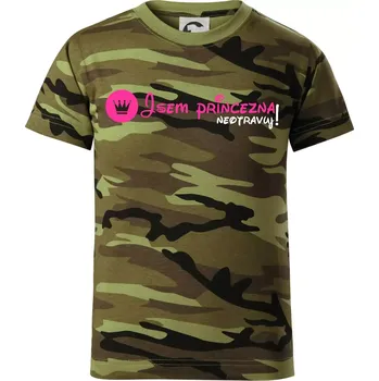 Jsem princezna, neotravuj! - Dětské maskáčové triko - 122 cm/6 let ( Zelený maskáč )