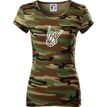 Dámské tričko Rock ruka - Dámské maskáčové triko - XL ( Hnědý maskáč )