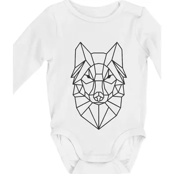 Kojenecký body Geometrie - vlk - Body kojenecké s dlouhým rukávem - Dlouhý r. do 3 měs ( Bílá )