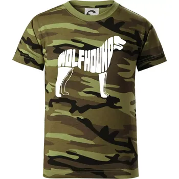 Chlapecké oblečení Vlkodav nápis v těle - Dětské maskáčové triko - 146 cm/10 let ( Zelený maskáč )