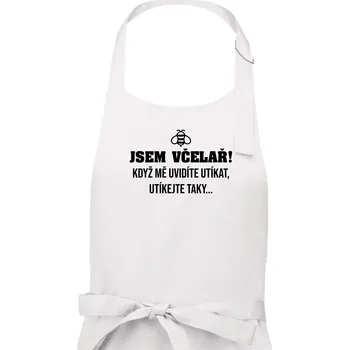 Kuchyňská zástěra Jsem včelař, utíkejte taky - Dámská zástěra na vaření - Univerzální velikost ( Bílá )