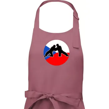Kuchyňská zástěra Judo CZ vlajka - Pánská zástěra na vaření - Univerzální velikost ( Starorůžová )