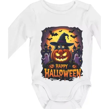 Happy Halloween - Body kojenecké s dlouhým rukávem - Dlouhý r. do 3 měs ( Bílá )