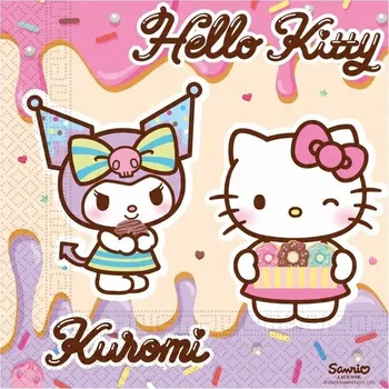 Papírový ubrousek PAPÍROVÉ UBROUSKY HELLO KITTY A KUROMI 33 CM 20 KS PAPÍROVÝ UBROUSEK