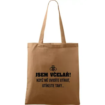 Nákupní taška Jsem včelař, utíkejte taky - Taška bavlněná - 42 x 38 cm ( Cappuccino )