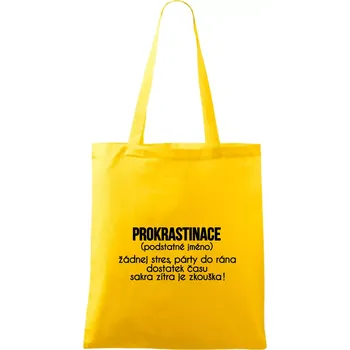 Prokrastinace - TEXT - Taška bavlněná - 42 x 38 cm ( Žlutá )