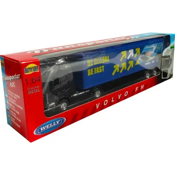 autíčko WELLY KOVOVÝ MODEL NÁKLADNÍHO AUTA VOLVO FH S KONTEJNEREM RYCHLÁ GLOBÁLNÍ PŘEPRAVA