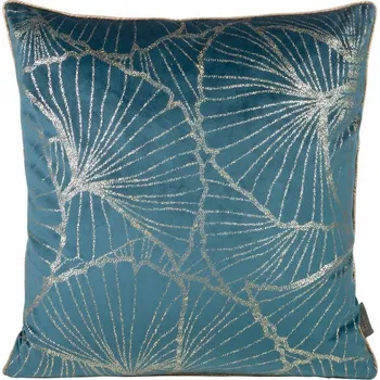 Povlak na polštářek Dekorační povlak na polštář sada 2ks 45x45 granátová se zlatým potiskem listů