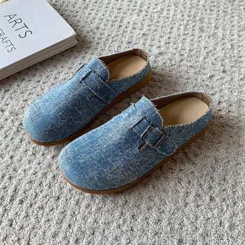 Dámské pantofle džínové pantofle s uzavřenou špičkou Barva: Světle Modrá, Velikost: 36