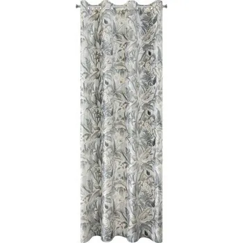 Obraz Závěs SUSIE 140x250 krémový, stříbrný, listy, květy EUROFIRANY