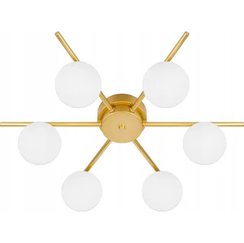 Závěsné stropní svítidlo lustr skleněná koule 6x G9 LOFT 58cm zlatá bílá