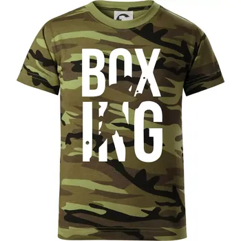 Nápis Boxing - Dětské maskáčové triko - 134 cm/8 let ( Zelený maskáč )