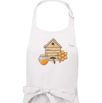 Kuchyňská zástěra Včelí úly - Pánská zástěra na vaření - Univerzální velikost ( Bílá )