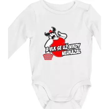 A vlk už se nikdy neukázal - Body kojenecké s dlouhým rukávem - Dlouhý r. do 3 měs ( Bílá )