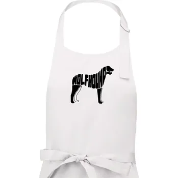 Kuchyňská zástěra Vlkodav nápis v těle - Dámská zástěra na vaření - Univerzální velikost ( Bílá )