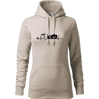 Dámská mikina EKG Halloween - Mikina dámská Cape s kapucí - L ( Ledově šedá )