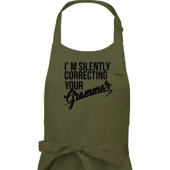 Kuchyňská zástěra Correcting grammar - Pánská zástěra na vaření - Univerzální velikost ( Khaki )