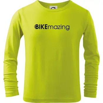 Chlapecké tričko Bike nápisy Bikemazing - Triko dětské Long Sleeve - 146 cm/10 let ( Limetková )