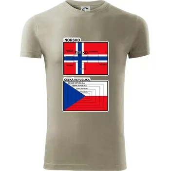 Pánské tričko Norská a česká vlajka - Viper FIT - Pánské zůžené tričko - M ( Light khaki )