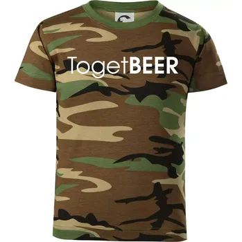 Chlapecké tričko Pivní nápisy TogetBEER - Dětské maskáčové triko - 122 cm/6 let ( Hnědý maskáč )
