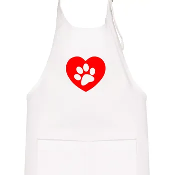 Kuchyňská zástěra Tlapka v srdci - Dětská zástěra na vaření - Univerzální velikost ( Bílá )