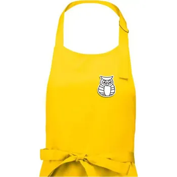 Kuchyňská zástěra Sova kreslená na prsu - Pánská zástěra na vaření - Univerzální velikost ( Žlutá )
