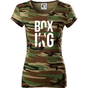 Nápis Boxing - Dámské maskáčové triko - XS ( Hnědý maskáč )