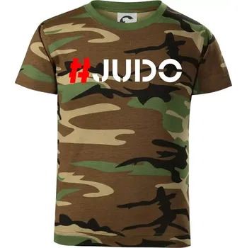 Judo Hashtag - Dětské maskáčové triko - 104-110cm / 3-4 roky ( Hnědý maskáč )