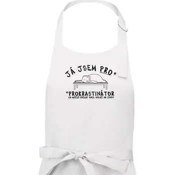 Kuchyňská zástěra Ja jsem PRO - prokrastinace - Dámská zástěra na vaření - Univerzální velikost ( Bílá )